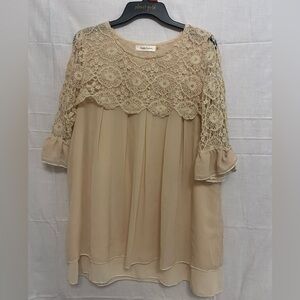 Simply Couture Cream Crochet Lace Top XL